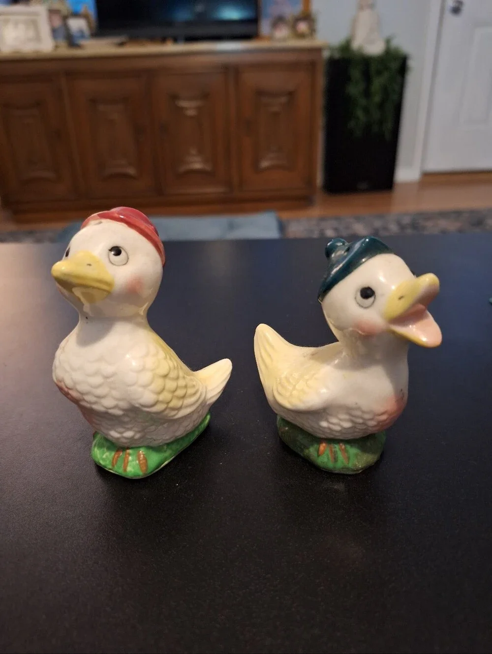 Vintage Ceramic Duck Figurine Salt & Pepper Set